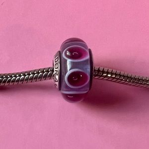 Pandora Murano Glass Bead dark pink and lavender